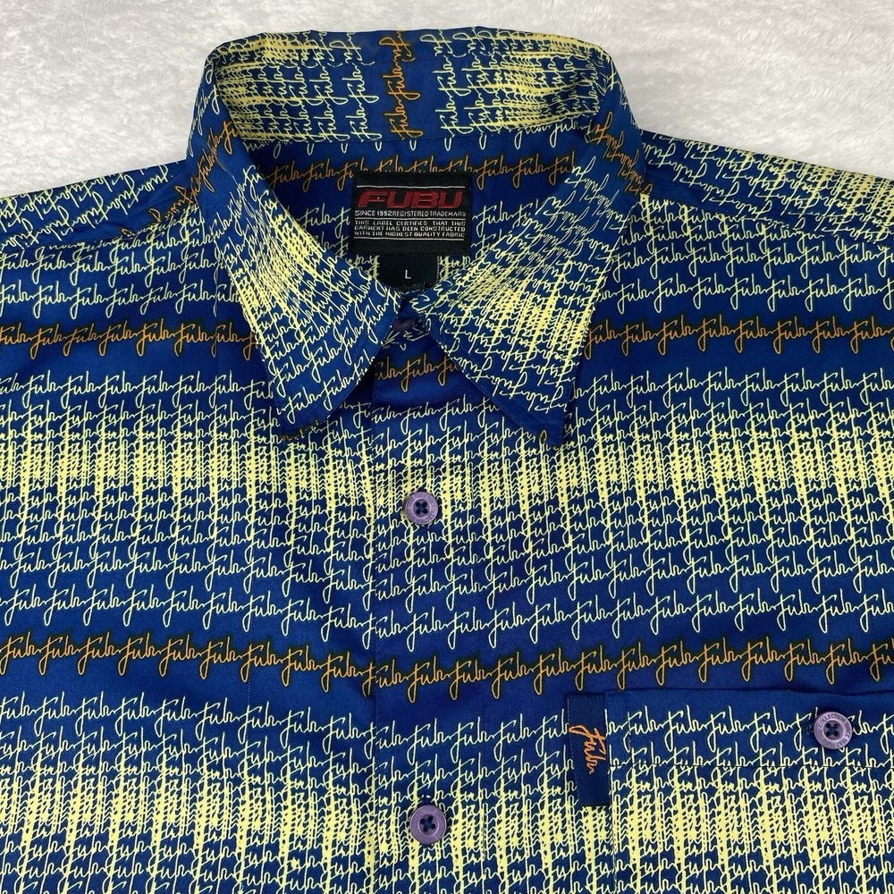 FUBU Shirt Mens Shirt Large Multicolor Signature Graphics Short Sleeves
